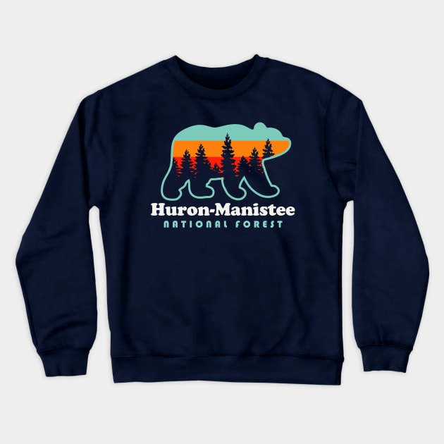 Huron-Manistee National Forest Michigan Bear Crewneck Sweatshirt by PodDesignShop